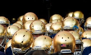 Sept. 21, 2013; The football team gathers in the tunnel.Photo by Matt Cashore